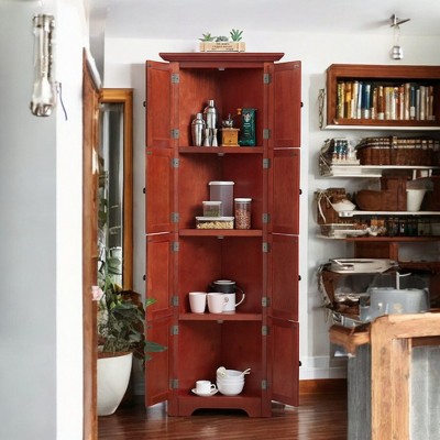 Alilang 24.40 Inch Tall Wooden Storage Cabinet with Eight Doors and Classic Design-Cherry