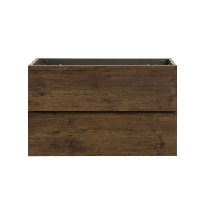 DOMETOUR Alice-36W-105,Wall mount cabinet WITHOUT basin, Walnut color, With two drawers, Pre-assembled