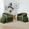 KINWELL 31"W Oak Frame Upholstered Swivel Barrel Armchair, Set of 2 - 2 of 4