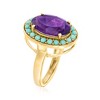 Ross-Simons Turquoise and 4.80 Carat Amethyst Halo Ring in 18kt Gold Over Sterling Size 7 - 3 of 4