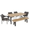 Christopher Knight Home Flora 6 Piece Outdoor Acacia Wood and Wicker Dining Set - 2 of 4