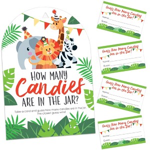 Big Dot of Happiness Jungle Party Animals - How Many Candies Safari Zoo Animal Birthday Party or Baby Shower Candy Guessing Game - 1 of 4