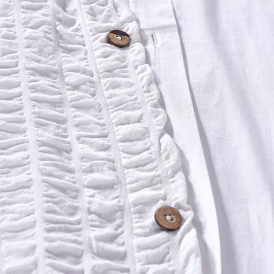 Oversized King White Cotton Seersucker Duvet Cover Set
