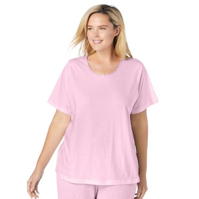 Dreams & Co. Women's Plus Size Sleep Tee - M, Pink : Target