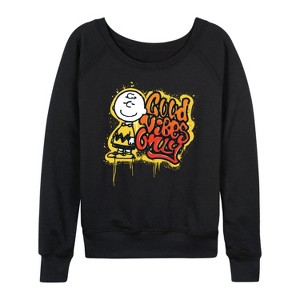 Women's - Peanuts - Good Vibes Only Lightweight French Terry Slouchy - 1 of 4