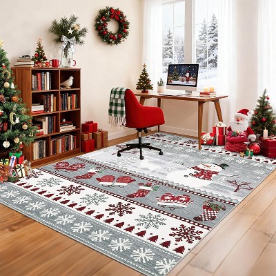 Christmas Door Mat - Washable Non-Slip Snowman Rug, Stain Resistant Foldable Floor Mat for Entryway, Porch, Bedroom, Multiple Sizes & Colors