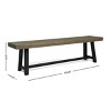 63" Rustic Outdoor Dining Bench with Slatted Acacia Wood Top and Square Legs for Patio Seating -3irtyhousy - 4 of 4