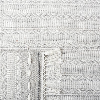 Gray and Ivory Striped Wool and Synthetic 3' x 5' Area Rug