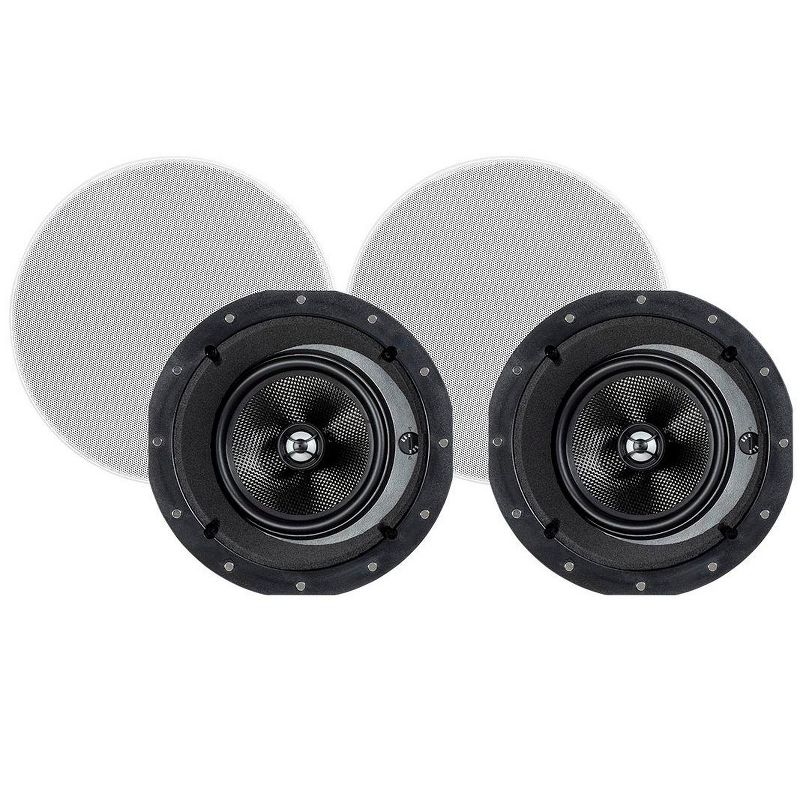 Monoprice 2-Way Carbon Fiber In-Ceiling Speakers - 6.5 Inch With 15" Angled Drivers (Pair) - Alpha Series, 1 of 7