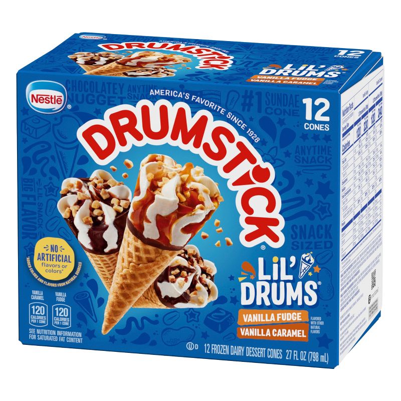 Nestle Vanilla with Caramel & Fudge Frozen Sauce Drumstick Lil'Drums - 12ct, 6 of 16