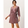cheibear Women's Velvet Stripe with Lace Trim Loungewear Pajama Sets - 3 of 4
