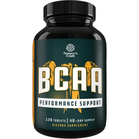 BCAA Tablet Supplement, Vegan Post Workout Muscle Recovery & Muscle Growth Support, Branched Chain Amino Acid for Men & Women, Nature's Craft, 120ct - image 1 of 3