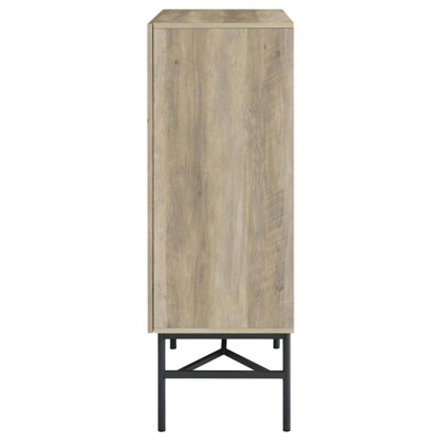Light Brown Pine 2-Door Glass Display Cabinet