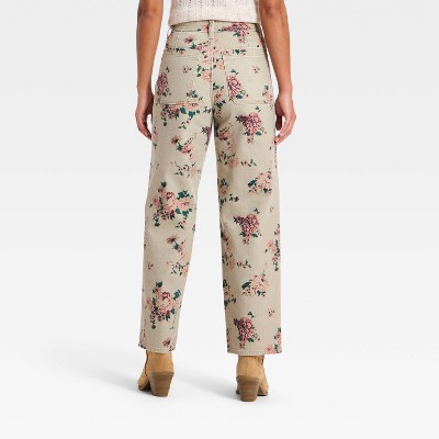 Women's Highest-Rise Floral Sailor Straight Jeans - Universal Thread