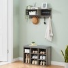 Hall Tree Shoe Bench Industrial 6 in 1 Coat/Shoe Rack with 5 Hooks - 3 of 4