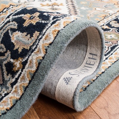 Heritage Grey and Green Hand-Tufted Wool Runner Rug