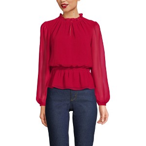 Lands' End Women's Chiffon Peplum Top - 1 of 3