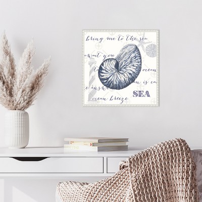 Nautical White and Blue Beaded Framed Canvas Wall Art
