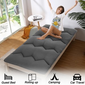 Twin Size Black Japanese Futon Floor Mattress – Roll-Up Sleeping Bed for Adults & Kids, Perfect for Camping Trips & Guest Rooms - 1 of 4