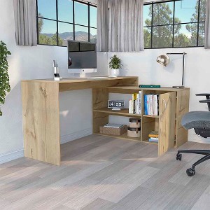 CAVINAS Modern L-Shaped Computer Desk with Storage,59" Corner Desk w/Open Shelves and Cabinet for Home Office - 1 of 4