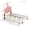 Full/ Twin Size Platform Bed, Upholstered Princess Bed Frame with Crown Headboard -ModernLuxe - 3 of 4