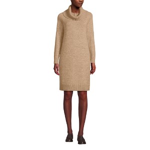 Lands' End Women's Cozy Lofty Cowl Neck Sweater Dress - 1 of 4