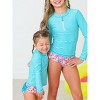 RuffleButts Baby/Toddler Girls UPF50+ Long Sleeve Zipper Rash Guard 2-Piece - 4 of 4