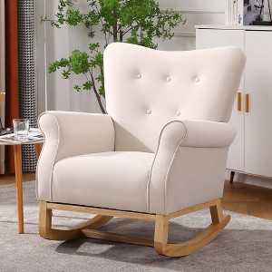 Modern Rocking Chair, Upholstered Accent Chair For Nursery, Playroom, Bedroom Living Room, Small Contemporary Rocker - 1 of 4