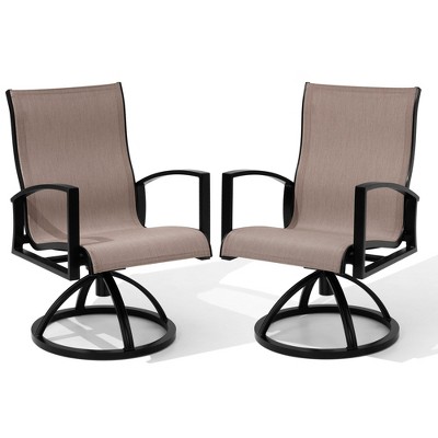 Crestlive Products Aluminum Patio Dining Chairs Outdoor Dining Armchair With Sunbrella (Set of 2)