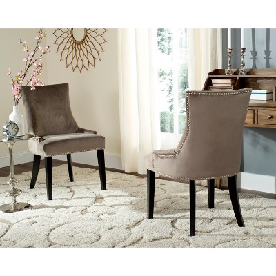 Transitional Gray Velvet Upholstered Side Chair with Birch Legs