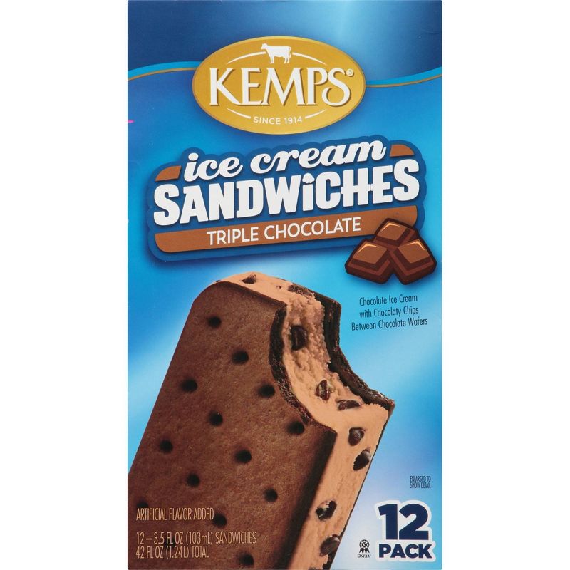 Kemps Triple Chocolate Ice Cream Sandwiches - 12pk, 1 of 6