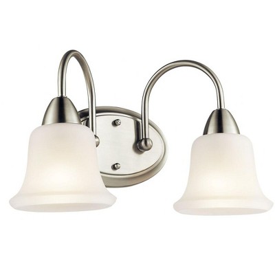 Nicholson 16" 2 Light Vanity Light with Satin Etched Glass in Brushed Nickel