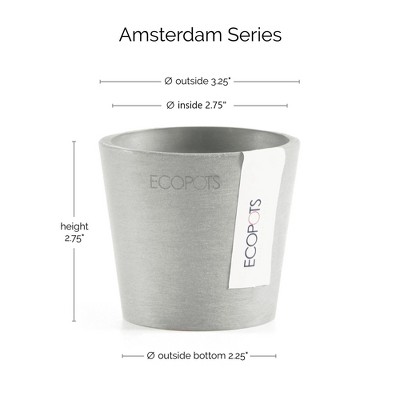 Modern Round Frost-Resistant Gray Recycled Plastic Planter