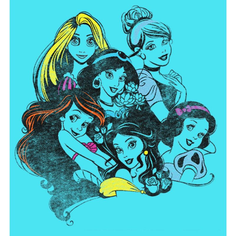 Girl's Disney Princesses Sketches Crop T-Shirt, 2 of 4