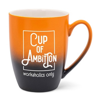 Elanze Designs Cup Of Ambition Workaholic Only Two Toned Ombre Matte Orange and Black 12 ounce Ceramic Stoneware Coffee Cup Mug