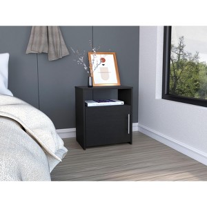 Vynxaria Black Wengue Finish Nightstand ¨C Stylish Storage Solution - 1 of 4
