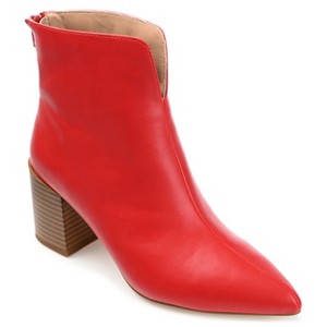 Journee Collection Womens Kayden Tru Comfort Foam Back Heel Zip Stacked Heel Booties Red 6 - 1 of 4