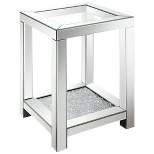 Mozzi Mirrored End Table with Glass Top and Acrylic Crystals Silver - Coaster