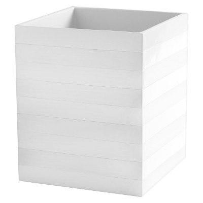 Lacquer Stripe Wastebasket White - Cassadecor