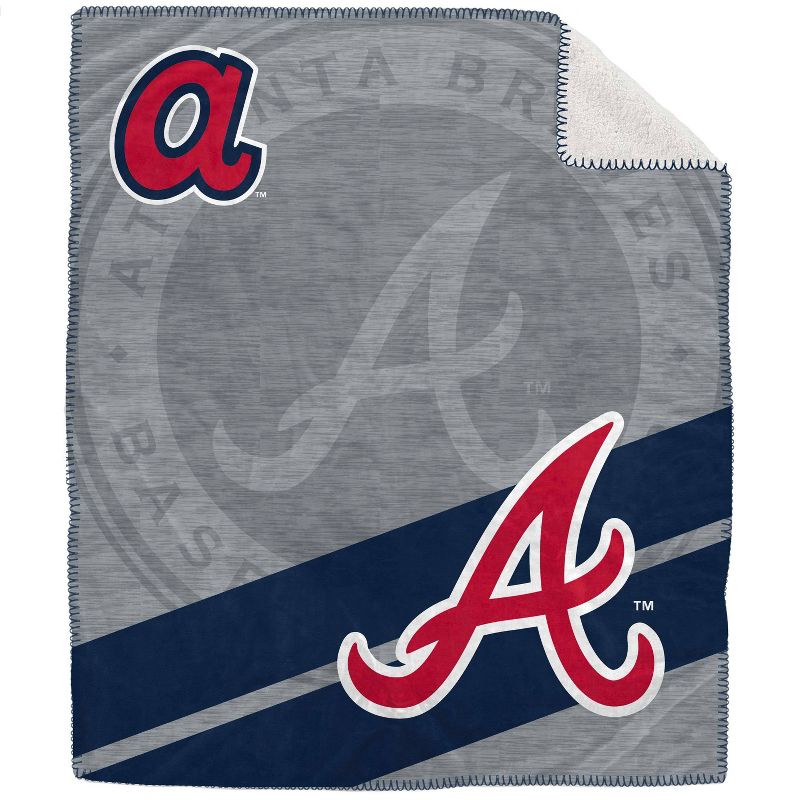 MLB Atlanta Braves Corner Logo Faux Shearling Blanket, 1 of 4