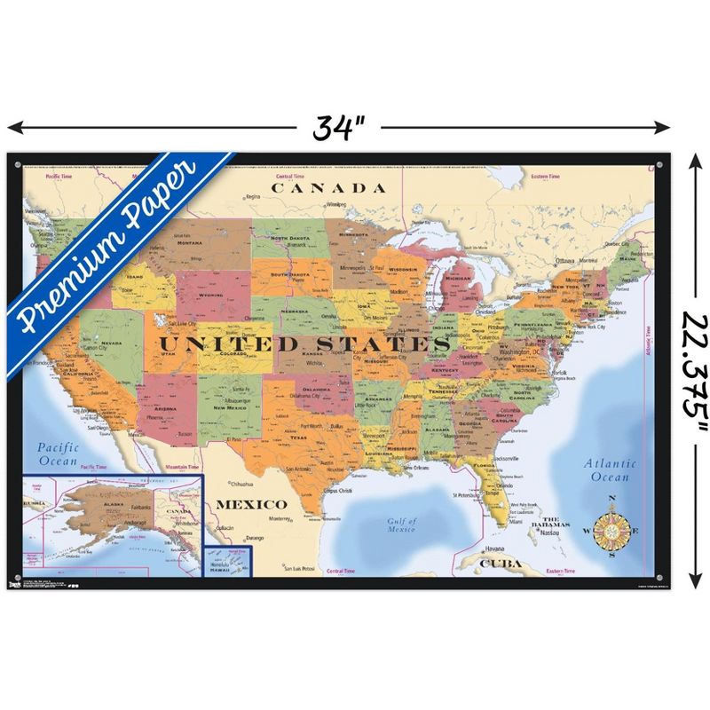 Trends International Map - USA Time Zones Unframed Wall Poster Prints, 3 of 7
