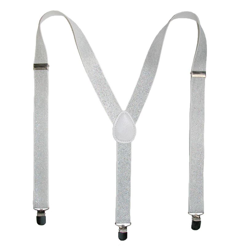 CTM Women's Elastic Glitter Clip-End Suspenders, 1 of 2