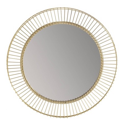 Argus Wall Mirror Gold - Brewster: 24" Round Metal Frame, No Assembly, Modern Wall Decor