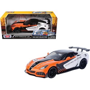 2019 Chevrolet Corvette ZR1 #24 Orange and White with Black Graphics "GT Racing" Series 1/24 Die Cast Model Car by Motormax - 1 of 3