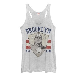 Women's Marvel Captain America Brooklyn NYC Shield Racerback Tank Top - 1 of 3