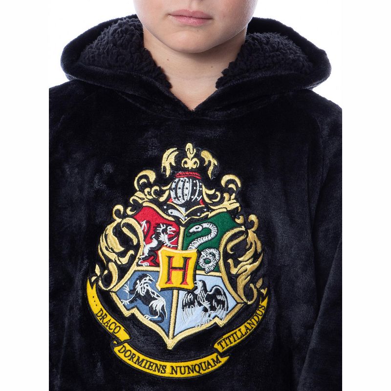 Harry Potter Hogwarts Costume Kids Wearable Blanket Pullover Robe Black, 5 of 7