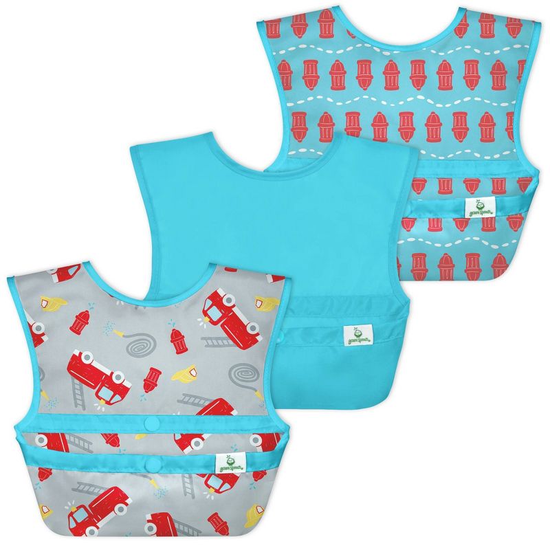 green sprouts Baby Mealtime Set Easywear Bibs Mini Platemat Gray/Aqua - 4pc, 2 of 6