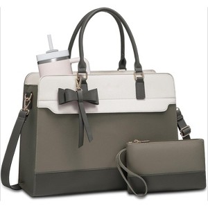 Laptop Tote Bag for Women,Leather Work Bag,Large Computer Handbag Purse Briefcase - 1 of 4