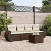 vidaXL 5 Piece Patio Sofa Set with Cushions Brown Poly Rattan - Brown and Cream With Table - 2 of 4