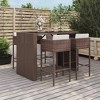 vidaXL Patio Bar Set 5 Piece Wicker Table and Stool with Cushions Poly Rattan - Brown - 2 of 4
